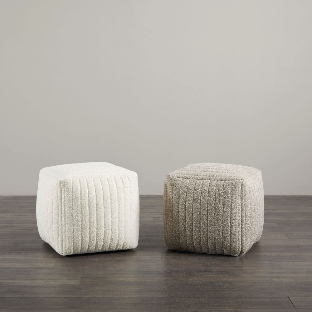 Channel Small Square Ottoman: White 
